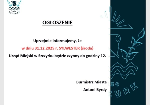 Godziny Pracy Urzędu w Sylwestra