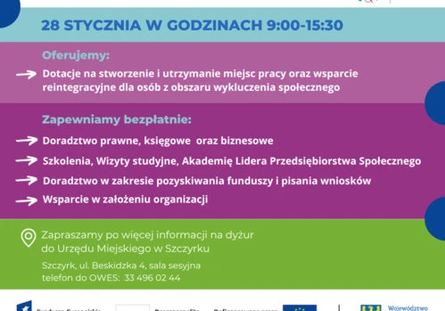 Zaproszenie na Dyżur Ośrodka Wsparcia Ekonomii Społecznej.